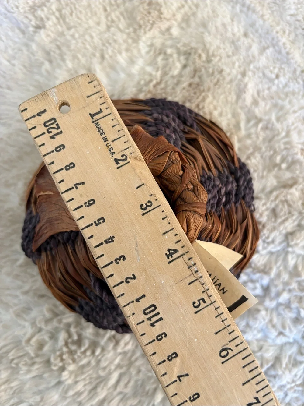 Hawaiian hand woven basket Brown & Dark Purple Decorative Basket